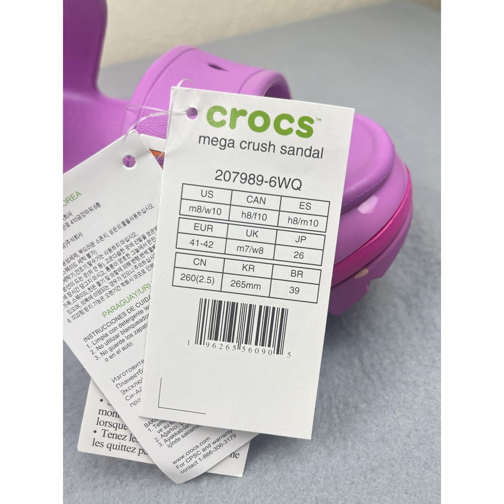 Crocs Mega Crush Sandals Womens Size 8 Platform Shoes Bubble Pink 207989-6WQ NEW - Picture 7 of 9
